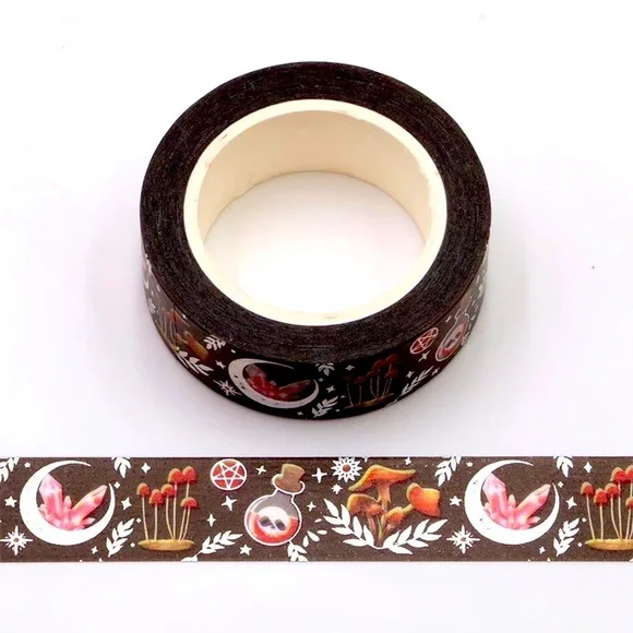 Witch Craft, Halloween, Silver Moon, Potions, Washi Tape, 1 Roll - Picture 5 of 10
